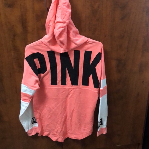 PINK, coral/white oversized hoodie, size XS - Picture 4 of 4